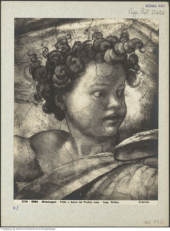 Vorderseite von Alinari [https://www.deutsche-digitale-bibliothek.de/content/lizenzen/rv-fz/] Die Sixtinische DeckePropheten und SibyllenJesaias - Detail, bh008359_recto. Foto.