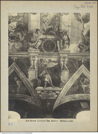 Vorderseite von Bibliotheca Hertziana [https://www.deutsche-digitale-bibliothek.de/content/lizenzen/rv-fz/] Die Sixtinische DeckePropheten und SibyllenEzechiel - , bh008363_recto. Foto.