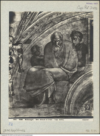 Vorderseite von Alinari [https://www.deutsche-digitale-bibliothek.de/content/lizenzen/rv-fz/] Die Sixtinische DeckeDie Vorfahren ChristiJakob und Joseph - Figurengruppe der linken Hälfte, bh008372_recto. Foto.