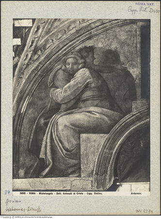 Vorderseite von Alinari [https://www.deutsche-digitale-bibliothek.de/content/lizenzen/rv-fz/] Die Sixtinische DeckeDie Vorfahren ChristiJosias, Jechoniam, Salatiel - Detail, bh008406_recto. Foto.