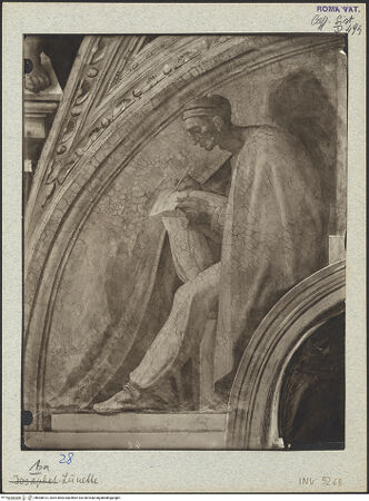 Vorderseite von unbekannt [http://creativecommons.org/licenses/by-nc-sa/4.0/] Die Sixtinische DeckeDie Vorfahren ChristiAsa, Josaphat und Joram - Detail, linke Lünettenhälfte, bh008413_recto. Foto: Anderson, Domenico.