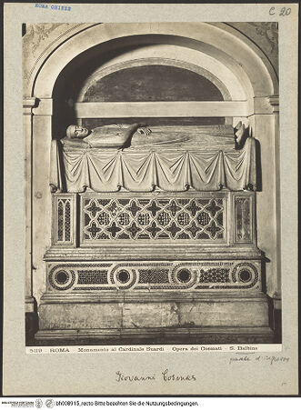 Vorderseite von Alinari [https://www.deutsche-digitale-bibliothek.de/content/lizenzen/rv-ez/] Grabmal des Kardinals Stefano Surdi (de Surdis) - Gesamtansicht mit Nische, bh008915_recto. Foto.