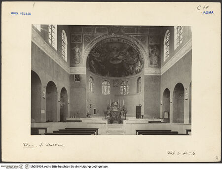 Vorderseite von Bibliotheca Hertziana [https://www.deutsche-digitale-bibliothek.de/content/lizenzen/rv-fz/] Santa Balbina - Hauptschiff zum Chor, bh008934_recto. Foto: Schudt, Ludwig.