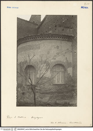 Vorderseite von Bibliotheca Hertziana [https://www.deutsche-digitale-bibliothek.de/content/lizenzen/rv-fz/] Santa Balbina - Apsis, bh008987_recto. Foto: Lehmann-Brockhaus, Otto.