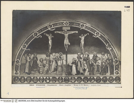 Vorderseite von Alinari [https://www.deutsche-digitale-bibliothek.de/content/lizenzen/rv-ez/] Kreuzigung und Heilige - Gesamtansicht, bh009088_recto. Foto.