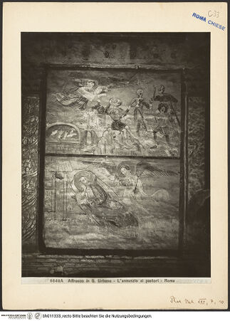 Vorderseite von Archivio Fotografico Musei Vaticani [https://rightsstatements.org/page/CNE/1.0/] Szenen aus dem Leben und der Passion Christi, verschiedene Märtyrer und Szenen aus der Vita der Heiligen Urban und CaeciliaVita und Passion Christi - Verkündigung an die Hirten & Traum Josephs, bh011333_recto. Foto: Moscioni, Romualdo.