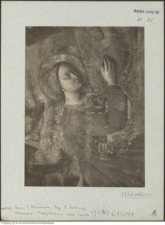 Vorderseite von ICCD [https://www.deutsche-digitale-bibliothek.de/content/lizenzen/rv-ez/] Szenen aus dem Leben der heiligen Katharina von AlexandrienEnthauptung der heiligen Katharina und Übertragung ihres Leichnams auf den Berg Sinai durch Engel - Detail: Katharina, bh011459_recto. Foto.