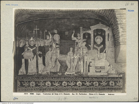 Vorderseite von Alinari [https://www.deutsche-digitale-bibliothek.de/content/lizenzen/rv-ez/] Szenen aus dem Leben des heiligen KlemensDie Translation der Reliquien des heiligen Klemens nach Rom - , bh011538_recto. Foto.