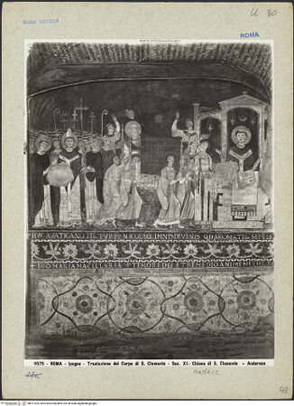 Vorderseite von Alinari [https://www.deutsche-digitale-bibliothek.de/content/lizenzen/rv-ez/] Szenen aus dem Leben des heiligen KlemensDie Translation der Reliquien des heiligen Klemens nach Rom - , bh011539_recto. Foto.