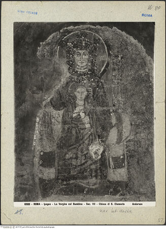 Vorderseite von Alinari [https://www.deutsche-digitale-bibliothek.de/content/lizenzen/rv-ez/] Nische mit Fresken der thronenden Madonna und Heiligen - Madonna, bh011551_recto. Foto.