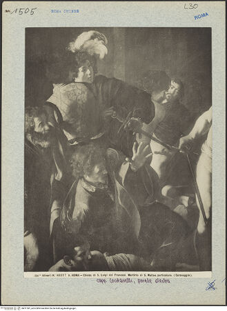 Vorderseite von Alinari [https://www.deutsche-digitale-bibliothek.de/content/lizenzen/rv-ez/] Das Martyrium des heiligen Matthäus - Detail: Figuren der linken Bildhälfte, bh011581_recto. Foto.