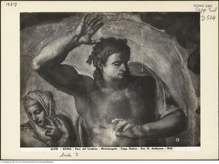 Vorderseite von Alinari [https://www.deutsche-digitale-bibliothek.de/content/lizenzen/rv-ez/] Das Jüngste Gericht - Christus, bh011661_recto. Foto.