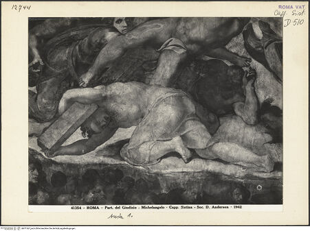 Vorderseite von Alinari [https://www.deutsche-digitale-bibliothek.de/content/lizenzen/rv-ez/] Das Jüngste Gericht - Engel mit Kreuz, bh011667_recto. Foto.