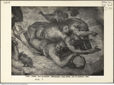 Vorderseite von Alinari [https://www.deutsche-digitale-bibliothek.de/content/lizenzen/rv-ez/] Das Jüngste Gericht - Engel mit Kreuz, bh011668_recto. Foto.