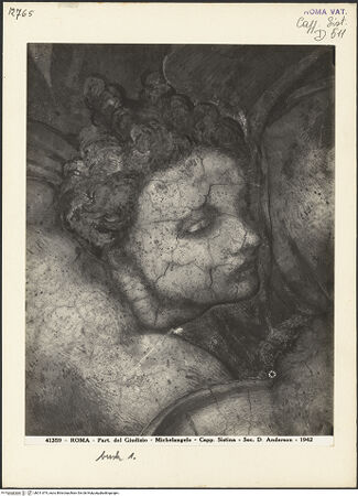 Vorderseite von Alinari [https://www.deutsche-digitale-bibliothek.de/content/lizenzen/rv-ez/] Das Jüngste Gericht - Engel mit Kreuz, bh011674_recto. Foto.