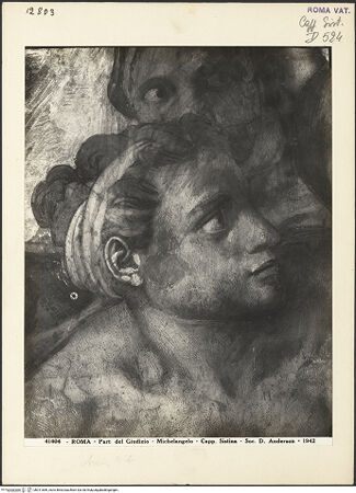 Vorderseite von Alinari [https://www.deutsche-digitale-bibliothek.de/content/lizenzen/rv-ez/] Das Jüngste Gericht - Kopf seitlich von Johannes dem Täufer, bh011689_recto. Foto.