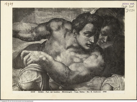 Vorderseite von Alinari [https://www.deutsche-digitale-bibliothek.de/content/lizenzen/rv-ez/] Das Jüngste Gericht - Halbfigur über Johannes dem Täufer, bh011690_recto. Foto.