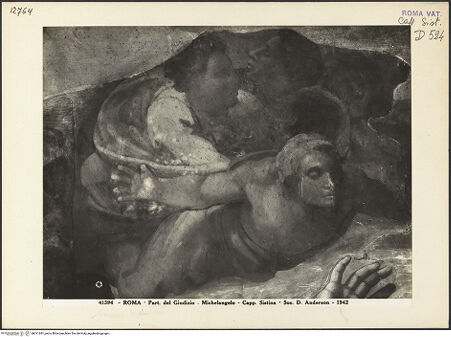 Vorderseite von Alinari [https://www.deutsche-digitale-bibliothek.de/content/lizenzen/rv-ez/] Das Jüngste Gericht - Figur über Christus, bh011691_recto. Foto.