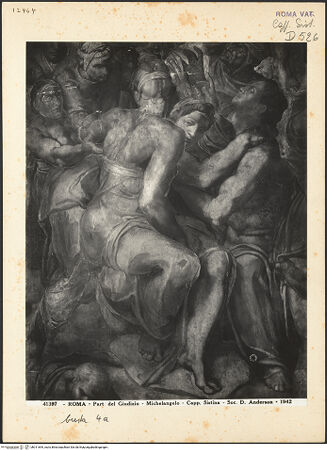 Vorderseite von Alinari [https://www.deutsche-digitale-bibliothek.de/content/lizenzen/rv-ez/] Das Jüngste Gericht - weibliche Rückenfigur zur Rechten Christi, bh011694_recto. Foto.