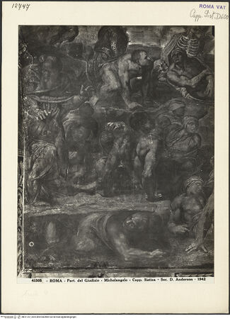 Vorderseite von Alinari [https://www.deutsche-digitale-bibliothek.de/content/lizenzen/rv-ez/] Das Jüngste Gericht - Bärtiger Mönch und weitere Auferstehende am linken Bildrand, bh011767_recto. Foto.