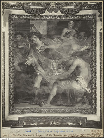 Vorderseite von ICCD (Luce) [https://www.deutsche-digitale-bibliothek.de/content/lizenzen/rv-ez/] Freskenzyklus im ChorLeben und Martyrium der vier heiligen SoldatenDie Weigerung, ein Kultbild des Asklepios anzubeten - Gesamtansicht, bh014831_recto. Foto.