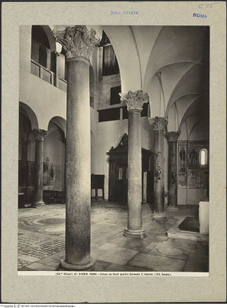 Vorderseite von Alinari [https://www.deutsche-digitale-bibliothek.de/content/lizenzen/rv-ez/] Santi Quattro Coronati - Blick vom linken Seitenschiff ins Mittelschiff, bh014841_recto. Foto.