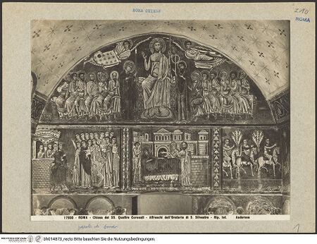 Vorderseite von Anderson [https://www.deutsche-digitale-bibliothek.de/content/lizenzen/rv-ez/] Silvesterlegende - Fresken der Eingangswand (oberhalb der Tür), bh014873_recto. Foto.