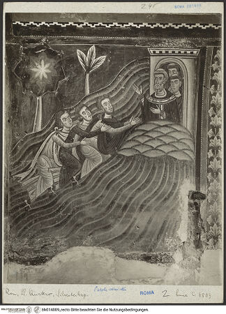 Vorderseite von Luce [https://www.deutsche-digitale-bibliothek.de/content/lizenzen/rv-ez/] SilvesterlegendeGesandte Konstantins erreichen den Gipfel des Monte Soratte mit der Behausung Silvesters - Gesamtansicht, bh014889_recto. Foto.