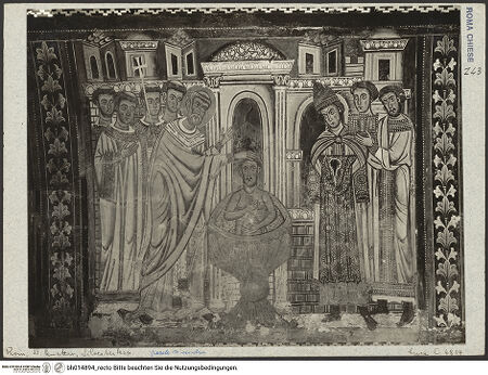 Vorderseite von Luce 6814 [https://www.deutsche-digitale-bibliothek.de/content/lizenzen/rv-ez/] SilvesterlegendeTaufe Kaiser Konstantins durch den heiligen Silvester - Gesamtansicht, bh014894_recto. Foto.