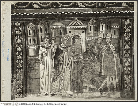 Vorderseite von Luce [https://www.deutsche-digitale-bibliothek.de/content/lizenzen/rv-ez/] SilvesterlegendeDer heilige Silvester zeigt Konstantin die Bildnisse von Petrus und Paulus - Gesamtansicht, bh014895_recto. Foto.