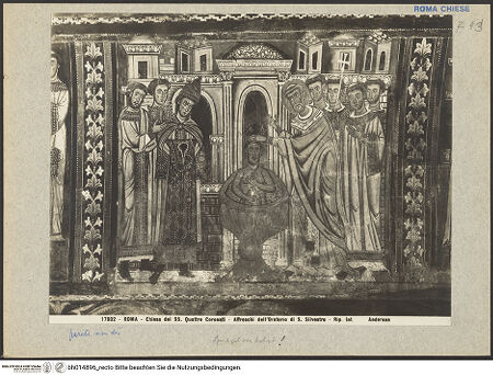 Vorderseite von Anderson [https://www.deutsche-digitale-bibliothek.de/content/lizenzen/rv-ez/] SilvesterlegendeTaufe Kaiser Konstantins durch den heiligen Silvester - Gesamtansicht, bh014896_recto. Foto.