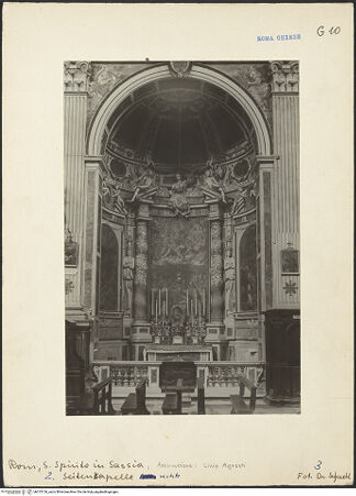 Vorderseite von Bibliotheca Hertziana [https://www.deutsche-digitale-bibliothek.de/content/lizenzen/rv-fz/] Ospedale di Santo Spirito in SassiaSanto Spirito in Sassia - 2. Kapelle rechts, bh015126_recto. Foto.