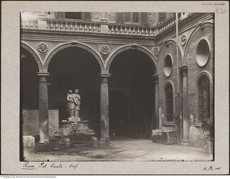 Vorderseite von Bibliotheca Hertziana [https://www.deutsche-digitale-bibliothek.de/content/lizenzen/rv-fz/] Palazzo Lante  - Hof: Loggia , bh016368_recto. Foto: Lindner, Paul.