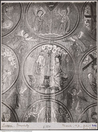 Vorderseite von ICCD [https://rightsstatements.org/page/CNE/1.0/] Pluviale mit 30 Szenen des Marienlebens / della Vergine - Ausschnitt der Marienkrönung, bh017127_recto. Foto.