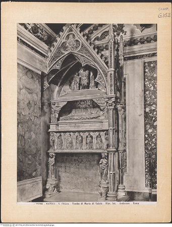 Vorderseite von Alinari [https://www.deutsche-digitale-bibliothek.de/content/lizenzen/rv-ez/] Grabmal der Maria von Valois (gest. 1328) - Gesamtansicht (vor 1943), bh017934_recto. Foto.