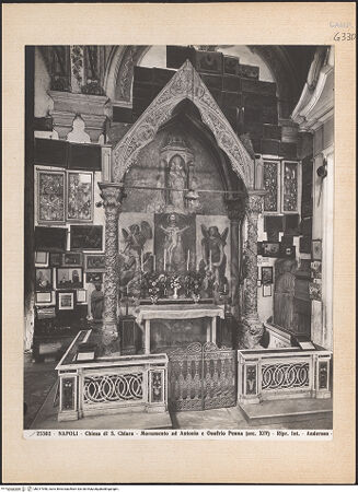 Vorderseite von Alinari [https://www.deutsche-digitale-bibliothek.de/content/lizenzen/rv-ez/] Grabmal für Antonio (und Onofrio) PennaChristus und Verkündigung - Gesamtansicht vor 1933, bh017948_recto. Foto.