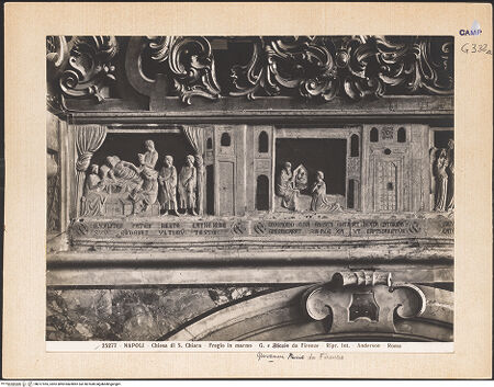 Vorderseite von Alinari [https://www.deutsche-digitale-bibliothek.de/content/lizenzen/rv-ez/] Szenen aus dem Leben der heiligen Katharina von Alexandrien - Szene 1: Katharinas Vater macht sein Testament; Szene 2: Katharina wird von einem Eremiten zum Christentum bekehrt (vor 1943), bh017955_recto. Foto.