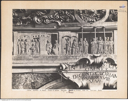 Vorderseite von Alinari [https://www.deutsche-digitale-bibliothek.de/content/lizenzen/rv-ez/] Szenen aus dem Leben der heiligen Katharina von Alexandrien - Szene 5: Christus erscheint Katharina im Gefängnis; Szene 6: Disput der Katharina mit den Philosophen (vor 1943), bh017957_recto. Foto.