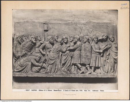 Vorderseite von Alinari [https://www.deutsche-digitale-bibliothek.de/content/lizenzen/rv-ez/] Gefangennahme Christi; Petrus und Malchus - Gesamtansicht, bh017980_recto. Foto.