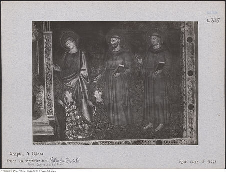 Vorderseite von Luce [https://www.deutsche-digitale-bibliothek.de/content/lizenzen/rv-ez/] Christus thronend mit Heiligen, Karl von Kalabrien, König Robert 1, Sancia von Mallorca und Johanna 1. von Neapel - Rechte Seite, bh017991_recto. Foto.