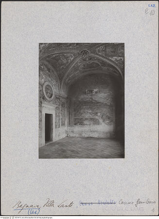 Vorderseite von unbekannt [https://www.deutsche-digitale-bibliothek.de/content/lizenzen/rv-fz/] Darstellungen berühmter Kardinalsvillen im LatiumVilla Lante in Bagnaia - Gesamtansicht, bh018413_recto. Foto: Lamb, Carl.