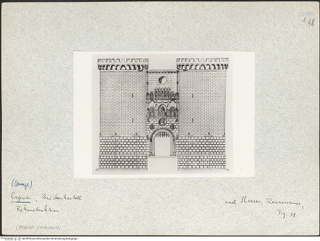 Vorderseite von unbekannt [https://www.deutsche-digitale-bibliothek.de/content/lizenzen/rv-fz/] Arco di Federico II (Porta Capuana) - Rekonstruktion nach Shearer (1935), bh018935_recto. Foto.