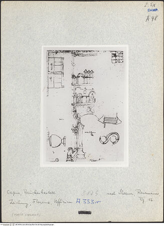 Vorderseite von unbekannt [https://www.deutsche-digitale-bibliothek.de/content/lizenzen/rv-fz/] Arco di Federico II (Porta Capuana) - Zeichnung von Francesco di Giorgio Martini, Florenz, Uffizi, Arch. 333 r, bh018936_recto. Foto.