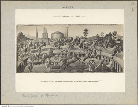 Vorderseite von Alinari [https://www.deutsche-digitale-bibliothek.de/content/lizenzen/rv-ez/] Der Raub der Sabinerinnen - Gesamtansicht, bh019716_recto. Foto.