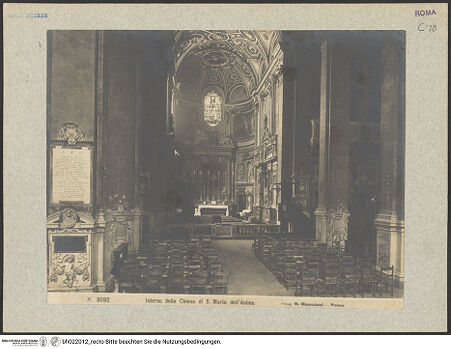 Vorderseite von Moscioni, Rom [https://www.deutsche-digitale-bibliothek.de/content/lizenzen/rv-ez/] Santa Maria dell'AnimaMittelschiff - zum Chor, bh022012_recto. Foto.