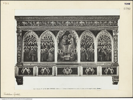 Vorderseite von Alinari [https://www.deutsche-digitale-bibliothek.de/content/lizenzen/rv-ez/] Marienkrönung mit Engeln und Heiligen (Polittico Baroncelli) - Gesamtansicht, bh022030_recto. Foto.