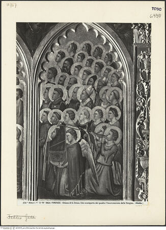 Vorderseite von Alinari [https://www.deutsche-digitale-bibliothek.de/content/lizenzen/rv-ez/] Marienkrönung mit Engeln und Heiligen (Polittico Baroncelli) - rechte äußere Bildtafel, bh022035_recto. Foto.