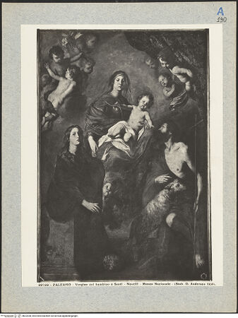 Vorderseite von Alinari [https://www.deutsche-digitale-bibliothek.de/content/lizenzen/rv-ez/] Madonna in der Glorie mit der heiligen Rosalia und Johannes dem Täufer - , bh022040_recto. Foto.