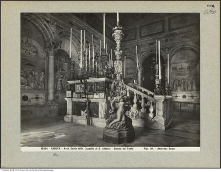 Vorderseite von Alinari [https://www.deutsche-digitale-bibliothek.de/content/lizenzen/rv-ez/] Sant'AntonioLinker Querhausarm (Cappella dell'Arca del Santo) - Innenansicht der Kapelle von Sant'Antonio, bh022150_recto. Foto.
