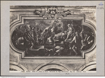 Vorderseite von Alinari [https://www.deutsche-digitale-bibliothek.de/content/lizenzen/rv-ez/] Die Anbetung des Christuskindes durch die Heiligen Drei Könige - Gesamtansicht, bh022218_recto. Foto.